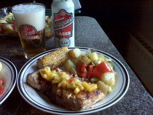Grilled Swordfish Topped With Mango Salsa
 &ndash; Narragansett Beer