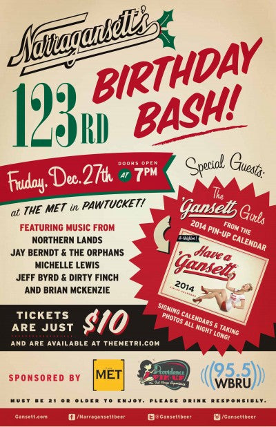 'Gansett's 123rd Birthday Bash At The Met On 12/27