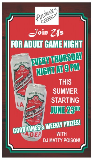 Gansett DJ And Game Nights At The Andrea Hotel!