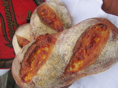 Cheddar Beer Bread with tray