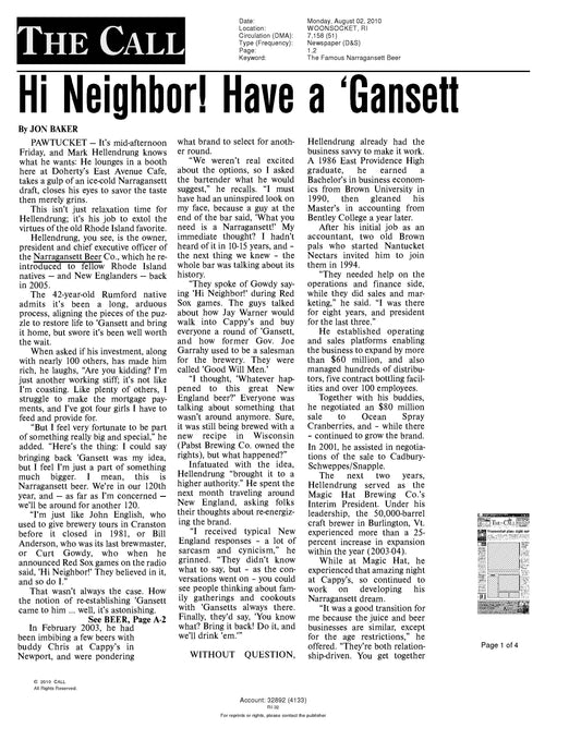 In The News: Woonsocket Call - August 2, 2010