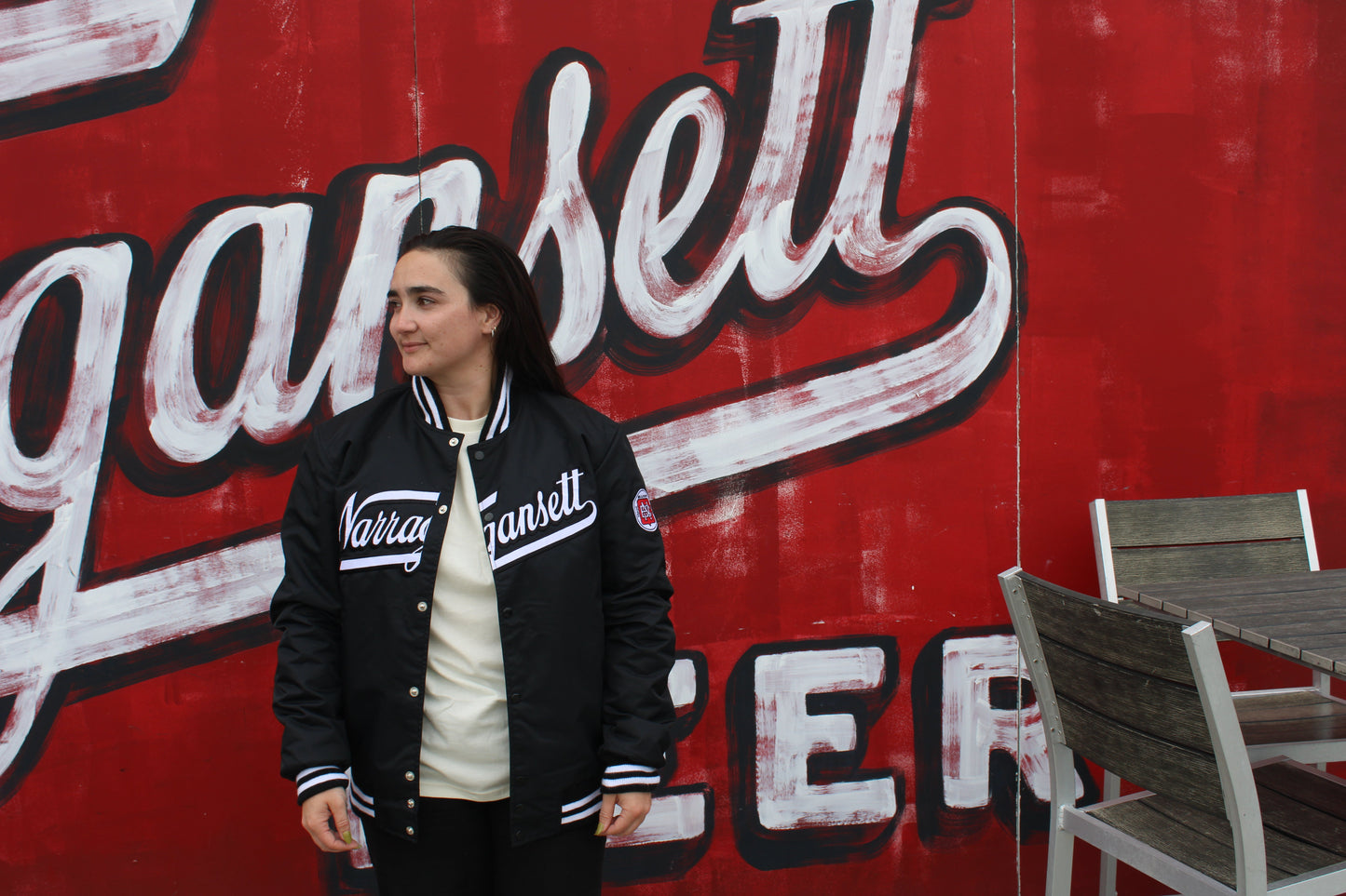 'Gansett Varsity Jacket in Black