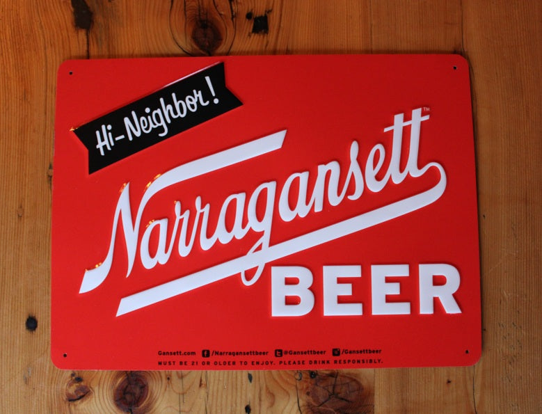 Lager Tin Tacker Sign – Narragansett Beer